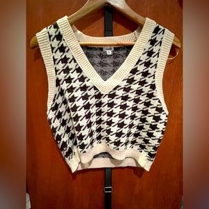brown and cream sweater vest